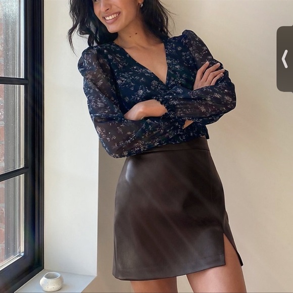 Wilfred Patio Leather Skirt Black - Picture 1 of 5